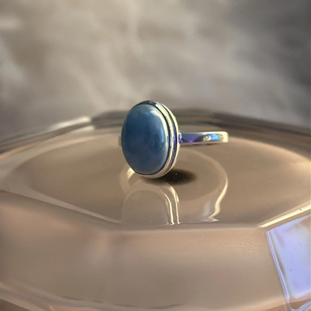 Bold Larimar Silver Statement Ring - Picture 6 of 6